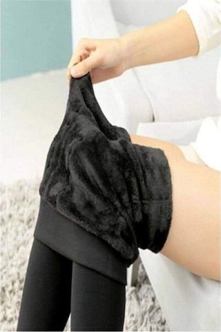 Larosa Lingerie Kadın Siyah Termal Peluş Likralı Kışlık Taytsiyahxl Siyah