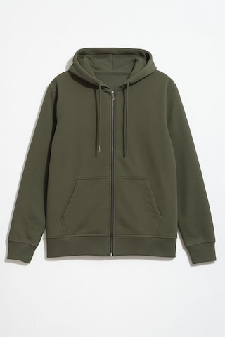 Erkek Fermuarlı Kapüşonlu Cepli Sweatshirt Haki