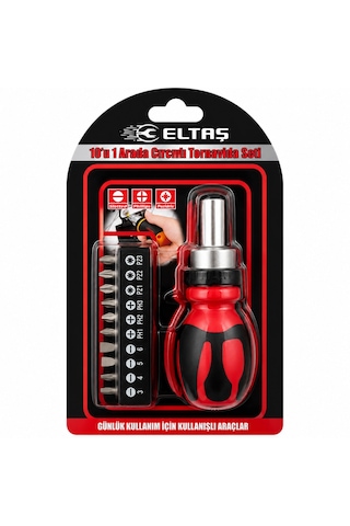 10ın1 Silikon Sap - Cr-v Cırcırlı Tornavida Bits Seti Ph1-ph2-ph-3 - Pz1-pz2-pz3 Manyetik Uç Tutucu