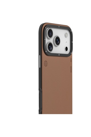 Apple Uyumlu iPhone 17 Pro Max Kılıf M-safeli Basit Mat Deri Desenli Youngkit Tech Fashion Seri Kapak Kahverengi Kahverengi