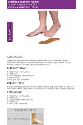 Starflex Tabanlık Epinli Topuk Dikeni Destekli Tabanlık Orx -ay918