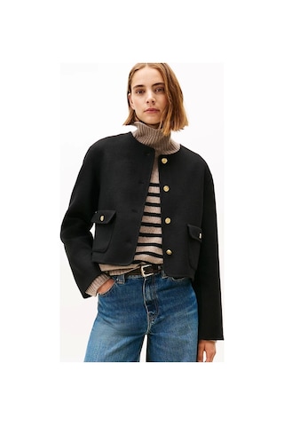 Tommy Hilfiger Çift Taraflı Yün Karışımlı Normal Kesim Kadın Ceket Ww0ww47446bds Siyah