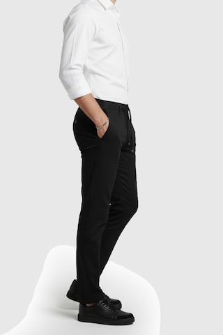 Deepsea Erkek Siyah Likralı Gofre Kumaş Beli Lastikli İpli Slim Fit Günlük Pantolon 2600650 Siyah
