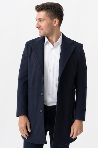 White Stone Ancona 4025-2 Düz Ceket Yaka Slim Fit Pamuklu Kaban Laci-Laci Lacivert