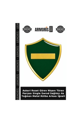 Askeri Rozet Görev Nişanı Tören Parçası Single Swrod Sağlıkçı As Teğmen Metal Rütbe Arkası İğneli Çok Renkli
