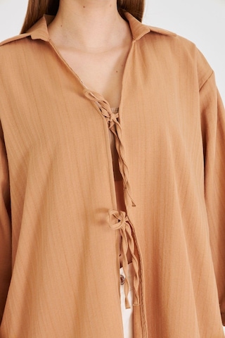 Armonika Kadın Camel Gömlek Yakalı Önden Bağcıklı Kimono Gömlek Arm-25k001006