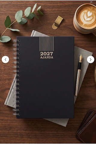 2027 Ajanda Sert Kapak Spiralli Günlük Ajanda Planlayıcı Ofis, Okul Ve Hediye Siyah
