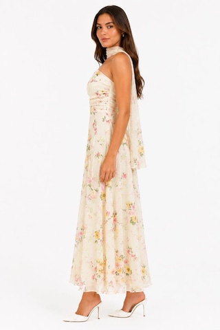 Elora Atelier Çiçek Desenli Şallı Askılı Elbise Çok Renkli