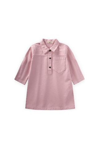 Boyalı Gabardin Elbise 2-7 Yaş Pembe Pembe