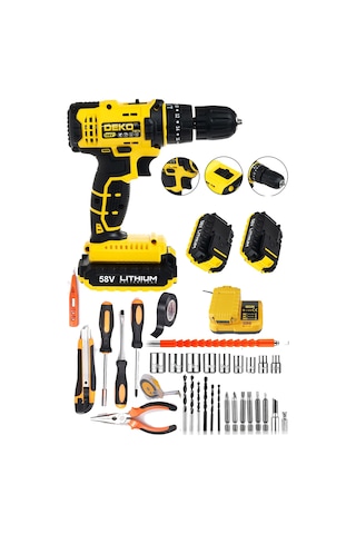 Deko Turkey DKT5870MB 58 V Panasonic Çift Akülü Darbeli Matkap + 30 Parça Set