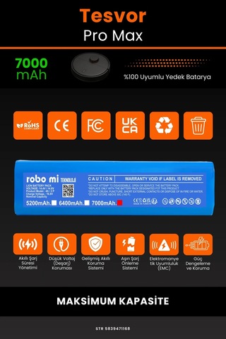 Tesvor Pro Max 7000mah Robot Süpürge Bataryası