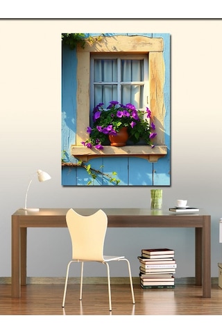 Kanvas Tablo Pencere Kenarı Güzelliği 70cmx100cm