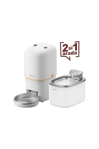 Haustier Pwf Akıllı Beslenme İstasyonu, Akıllı Kedi Mama Kabı & Kedi Su Sebili İkisi Bir Arada Avantaj Set, Pf02 Akıllı Mama Kabı, Wf007l Otomatik Kedi Su Sebili, Combo Set Beyaz