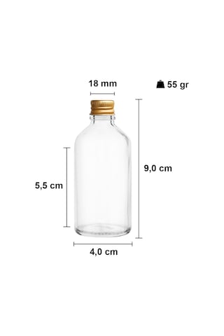 Lexroo 50 Cc Gold Metal Kapaklı Hediyelik Shot Şişesi 50 Ml Kolonya Koku Süs Küçük Şeffaf Cam Şişe