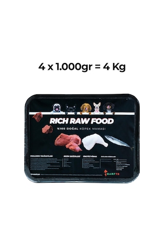 Barftr Rıch Raw Food 4 KG Yetişkin Köpek Maması 4 x 1 KG