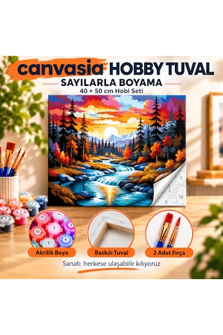 Sayılarla Boyama Numaralı Tuval Seti Boya Fırça Dahil 40x50 Cm Renklerin Vadisi