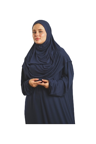 2 Parça Namaz Elbisesi Viskon Düz 2504 02 Lacivert