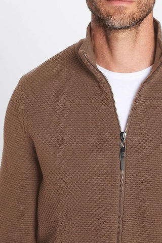 Tudors Erkek Slim Fit Dar Kesim Desenli Yarım Balıkçı Yaka Fermuarlı Kahve Hırka-32614 Kahve Kahverengi
