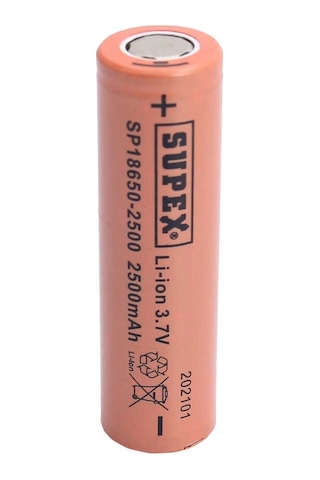 Supex 18650 3.7v 2500mah Li-ion Şarjlı Pil Başsız