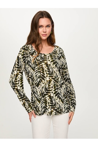 Yaprak Desen Yuvarlak Yaka Uzun Kol Tshirt S26tsh097 Us26tsh09716 Koyu Haki