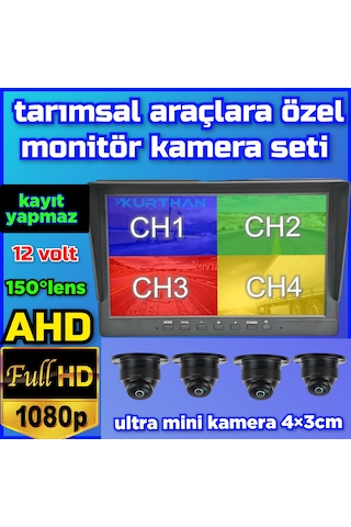 Kayıtsız 7 İnç Monitör Ve 4 Adet Ahd 1080p Go-1058 Kamera 12 V
