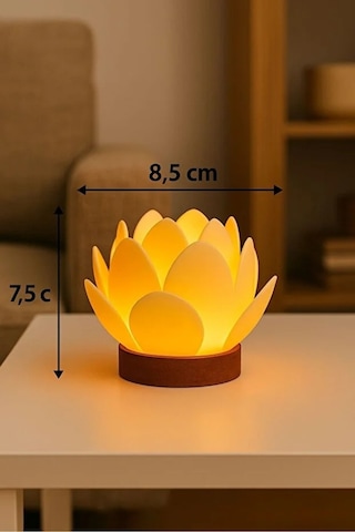 Lotus Çiçeği Tasarımlı Dekoratif Led Mumluk Tealight Beyaz