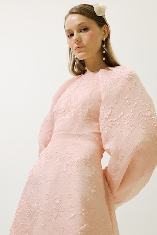 Jakar Organze Abiye Elbise Pudra Pudra