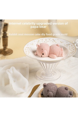 Reedark 4 İnç Yetenekli Silikon Kalıp - Pasta, Dondurma, Mousse İçin Güncellenmiş Tasarım Pp-50 Yumuşak Ayı Desenli Diğer