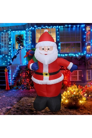 Yılbaşı Şişme Dekor Işıklı Noel Baba 135cm Fanlı Şişme Özelliği Pompasız Şişme Diğer