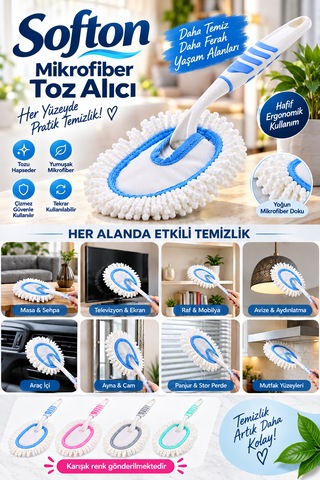 Mikrofiber Toz Alıcı Püskül Çizmez Çok Amaçlı Ev, Araç, Ekran Ve Mobilya Temizleme Fırçası