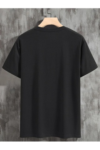 The Worlds Countless T-shirt - Siyah Baskılı Oversize Bisiklet Yaka Kısa Kol Tişört Siyah