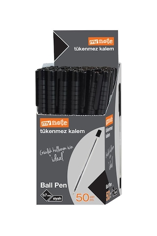 Mynote Ball Pen 0.7 MM 50'li Kutu Tükenmez Kalem - Siyah