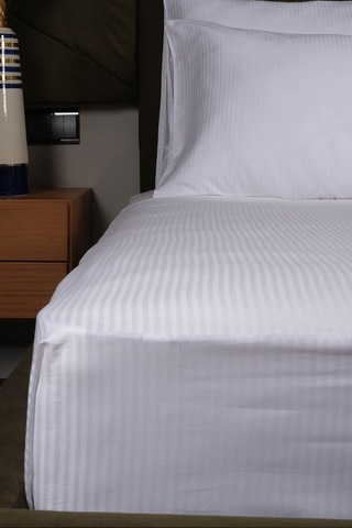 Atina Serisi Çift Kişilik Pamuk Saten Otel Çarşaf Seti Beyaz