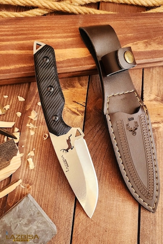 Outdoor Piknik Kamp Bıçağı Bıçak Kılıflı Mutfak Bıçağı Çakısı 010 Kahverengi - Siyah
