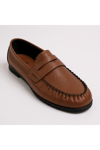 Dosa Shoes Kadın Babet Taba Zincir Tokalı Hafif Rahat Taban Şık Günlük Ayakkabı Kahverengi