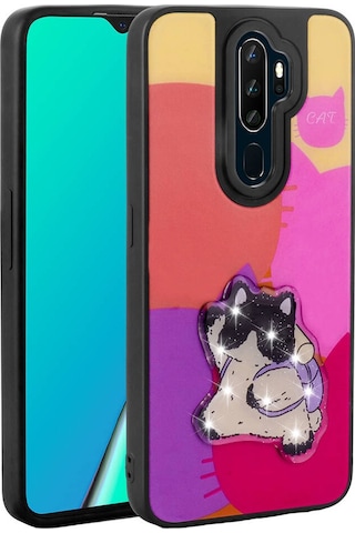 Oppo A5 2020 Kılıf Parlayan Kabartmalı İkonik Figürlü Amas Silikon Kılıf