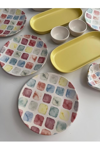 Takım Kahvaltı Colors Noyan 12 Parça 6 Kişilik Desenli