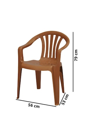 Omnipazar Mt-gf101 Carrera Plastik Bahçe Balkon Koltuk Sandalye 4'lü Set Kahverengi