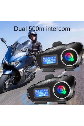 Q58-Max Radyolu Telsiz Özellikli 2 Kişi Bağlantılı Bluetooth Kask Kulaklık 2 Adet