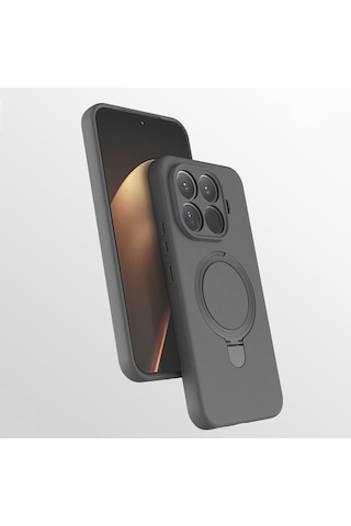 Xiaomi 15t Pro Kılıf M-safe Şarj Özellikli Standlı Kapak Samara Gri
