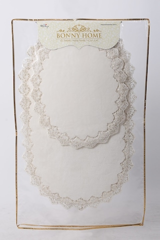Bonny Home Venüs Krem 2'li Dantelli Banyo Paspası Seti Çeyizlik Krem