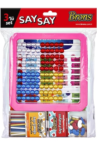 Brons 3'lü Say Say Set Mihsap, Sayı Çubuğu Ve Sayı Fasulyesi