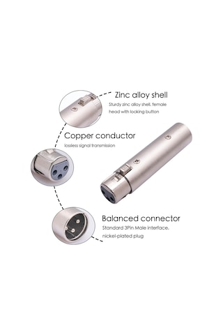 Mufunye Zink Alaşımlı Xlr Ertikitici: Mikrofon Ve Ses Kaynakları İçin Tam Denge, 2 Adet Paket