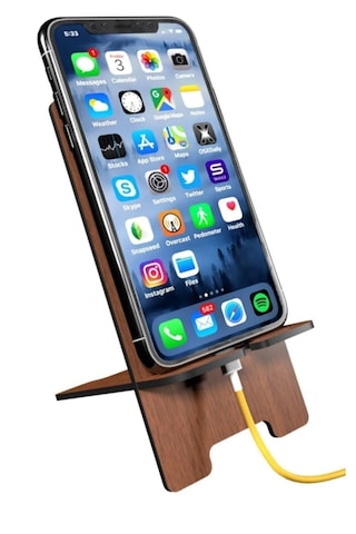 4 Adet Ahşap Telefon Standı Masaüstü Telefon Tutucu Katlanabilir Şarj Girişli Ev Ofis Düzenleyici Seti Standart