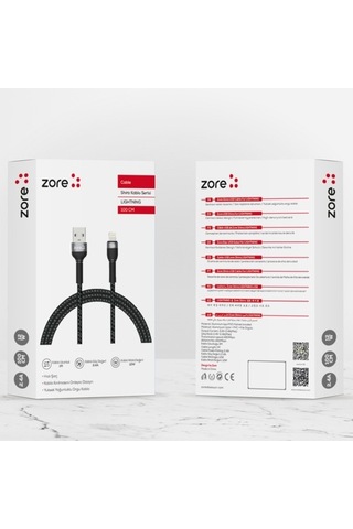 Zore Shira Serisi Lightning Usb Kablo 1 Metre-Siyah