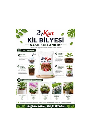 Kil Bilyesi 10 Litre 8-16 Mm Doğal Drenaj Taşı Saksı Bitkileri, Bahçe, Orkide Ve Hidroponik Kullanım 10 L