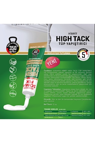 High Tack Güçlü Montaj Yapıştırıcısı Güçlü Ilk Tutunma Ahşap, Mermer, Fayans, Pvc, Metal Yapıştırma Ml-60 Ml