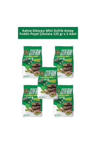 Kahve Dünyası Mini Gofrik Antep Fıstıklı Poşet Çikolata 5 x 125 G