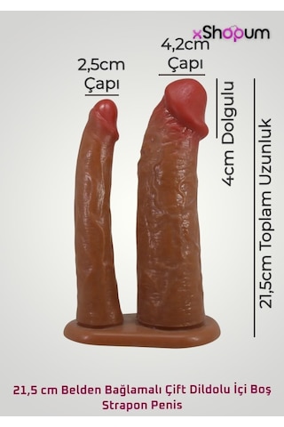 XShopum 21,5 Cm Belden Bağlamalı Çift Dildolu İçi Boş Strapon Penis
