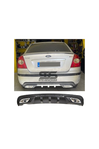 Ford Focus 2 Sedan Difüzör Arka Tampon Eki 2 Egzoz Çıkışlı Siyah